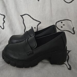 Madden NYC Black Chunky Loafers – Faux Leather, Size 8